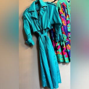 Vintage London Towne Teal Trench Coat | Made in Korea | Size 6